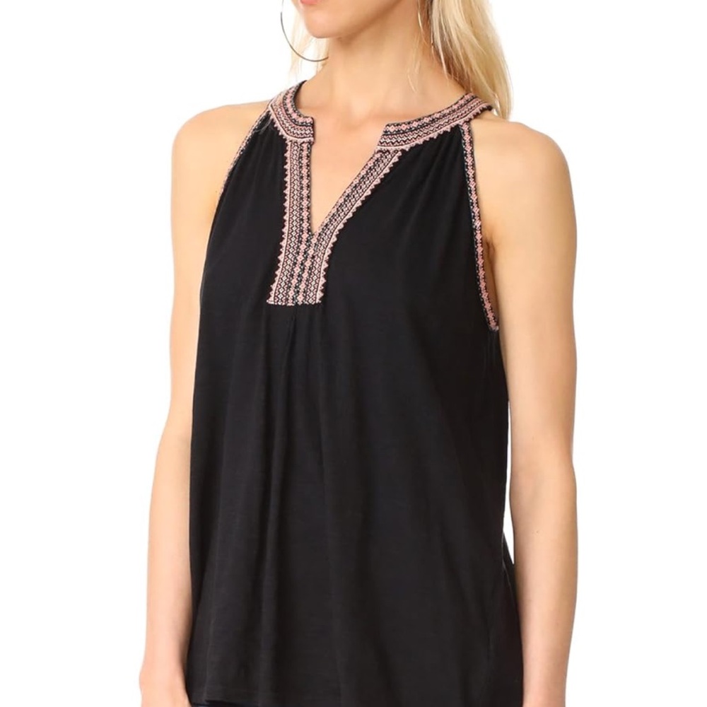 Joie Rin Top- Black Embellished Sleeveless Tank Top- Size S- excellent condition